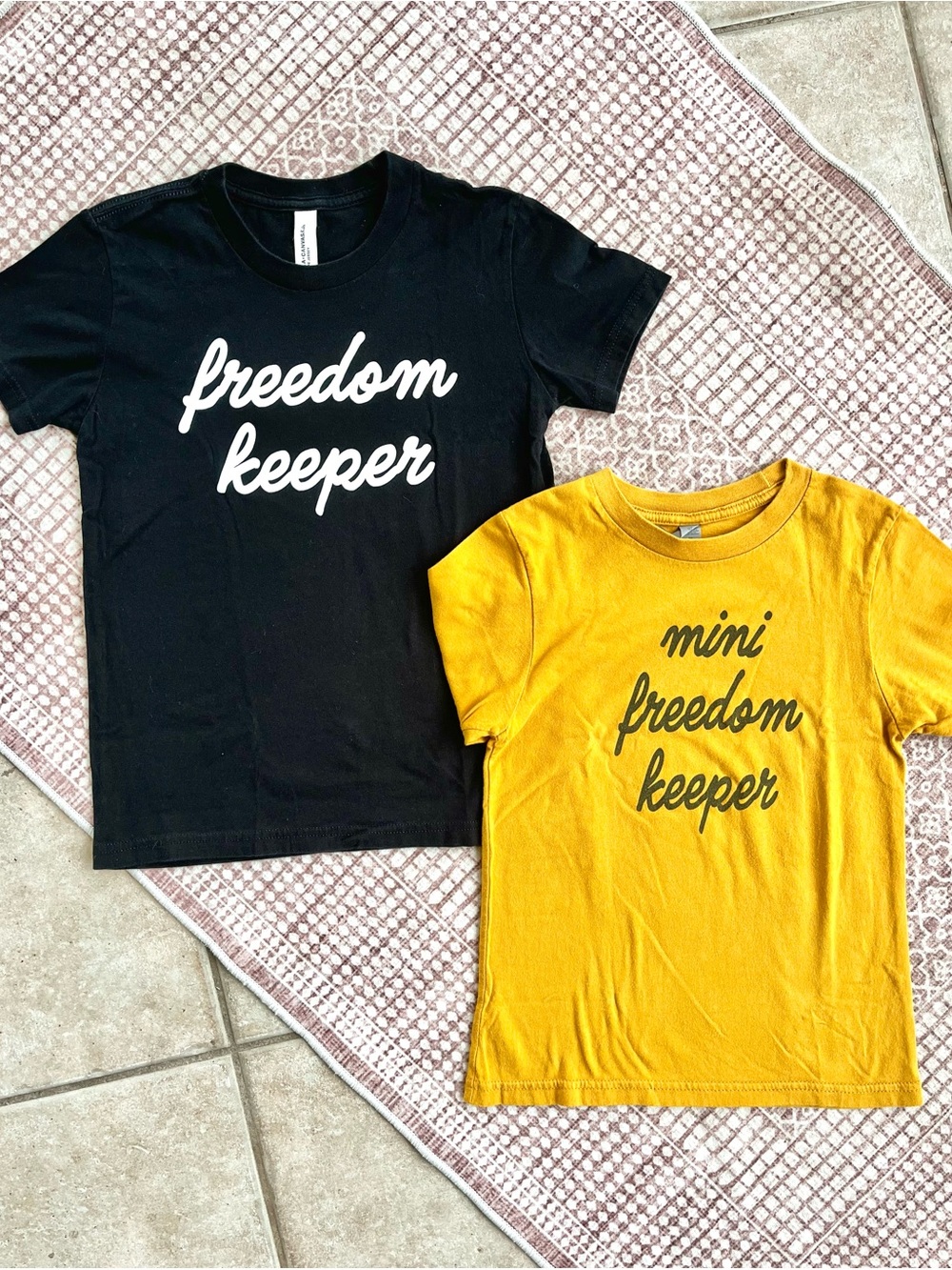 Kids Freedom Keeper American Shirts Pair Bundle Unisex Yellow Black Graphic Sz 4